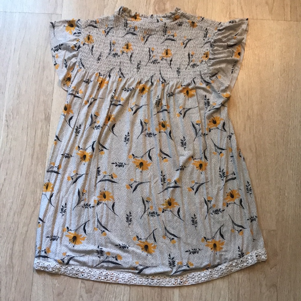Rewind Boho Floral Dot Top Sleeveless Mock Neck Boho Ditzy Size XS